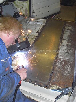 Welding in a flat floor.